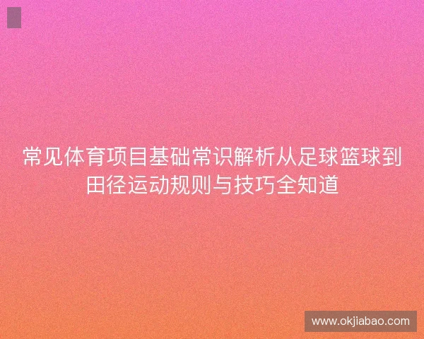 常见体育项目基础常识解析从足球篮球到田径运动规则与技巧全知道